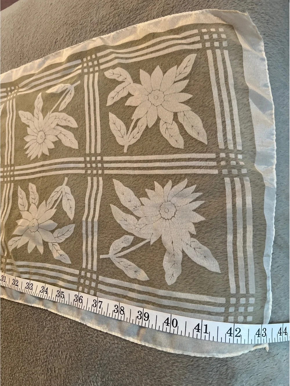 Vintage Floral Sheer Scarf or Table Runner